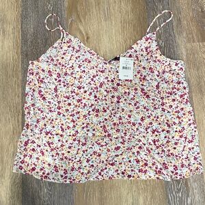 NWT Floral Print Spaghetti Strap Cami Tank - White with Pink & Yellow Flowers